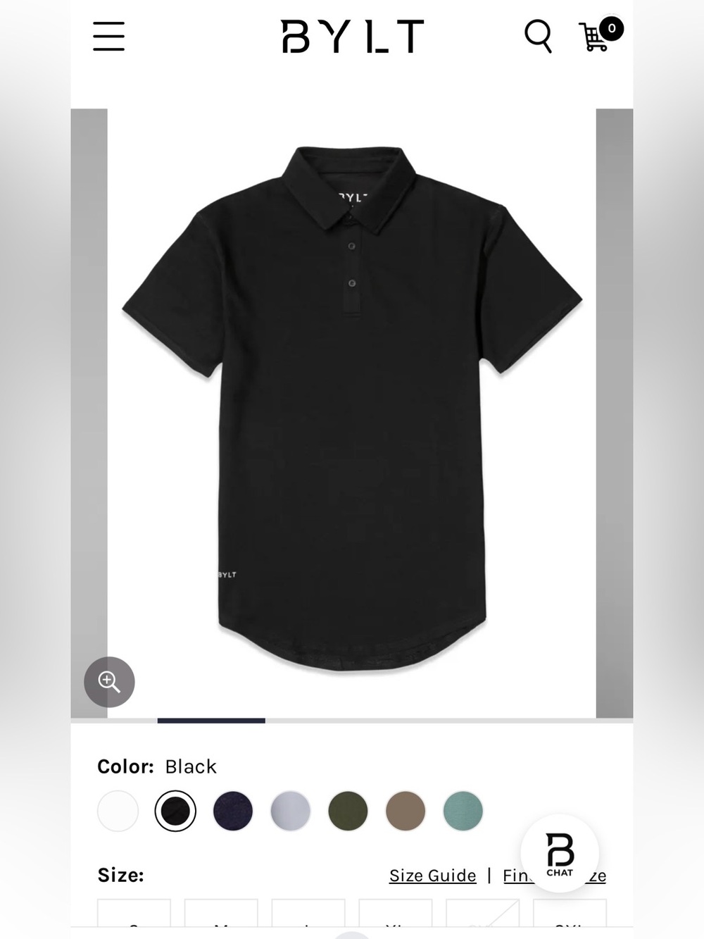 NWT! BYLT Signature Black Drop Cut Polo Large